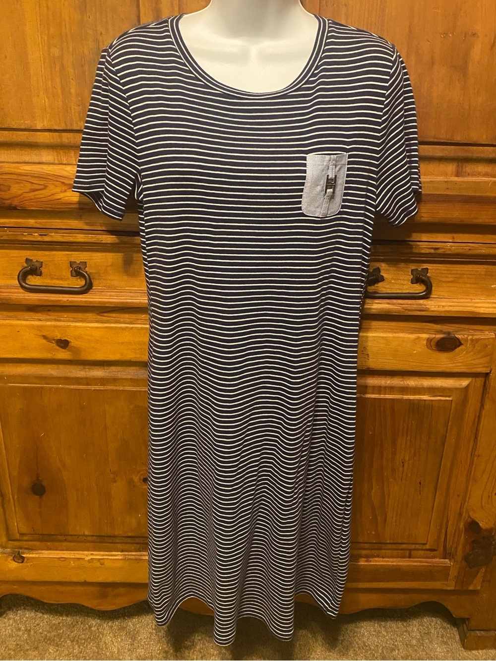 Tommy Hilfiger NWT Striped Pocket T-Shirt Dress Navy White Coastal Preppy Small